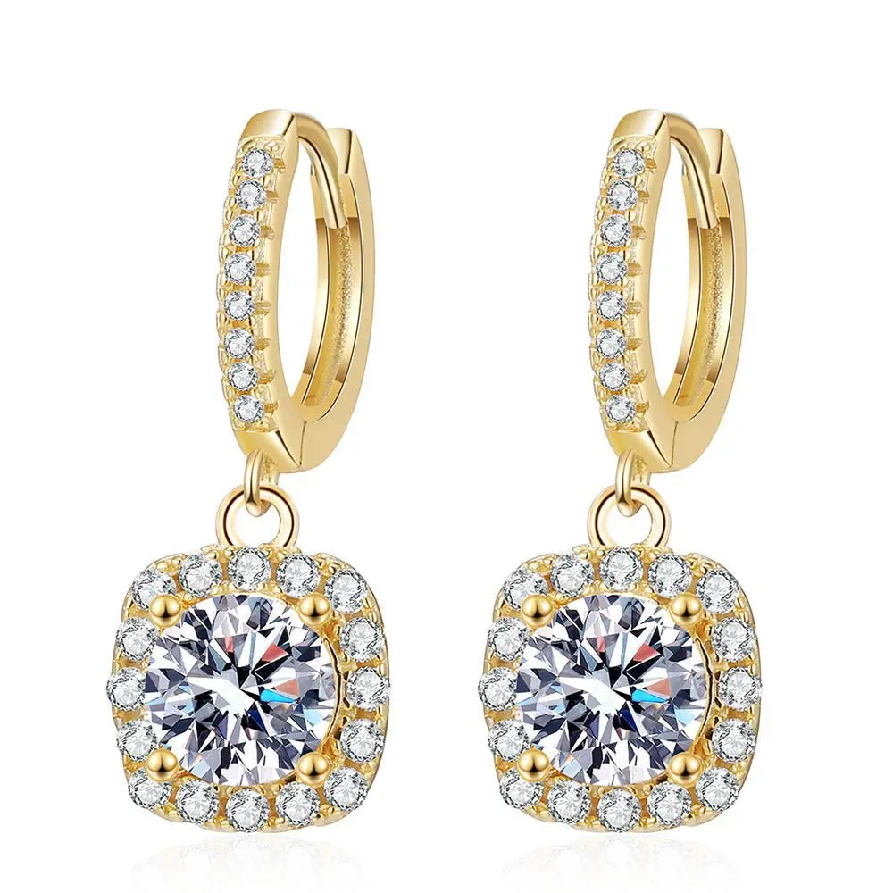 Aurelie™ 18K Gold 1CT Moissanite Square Studs