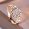 Aurelie™ Lumière Opal Flower Ring – Vintage Wedding Elegance
