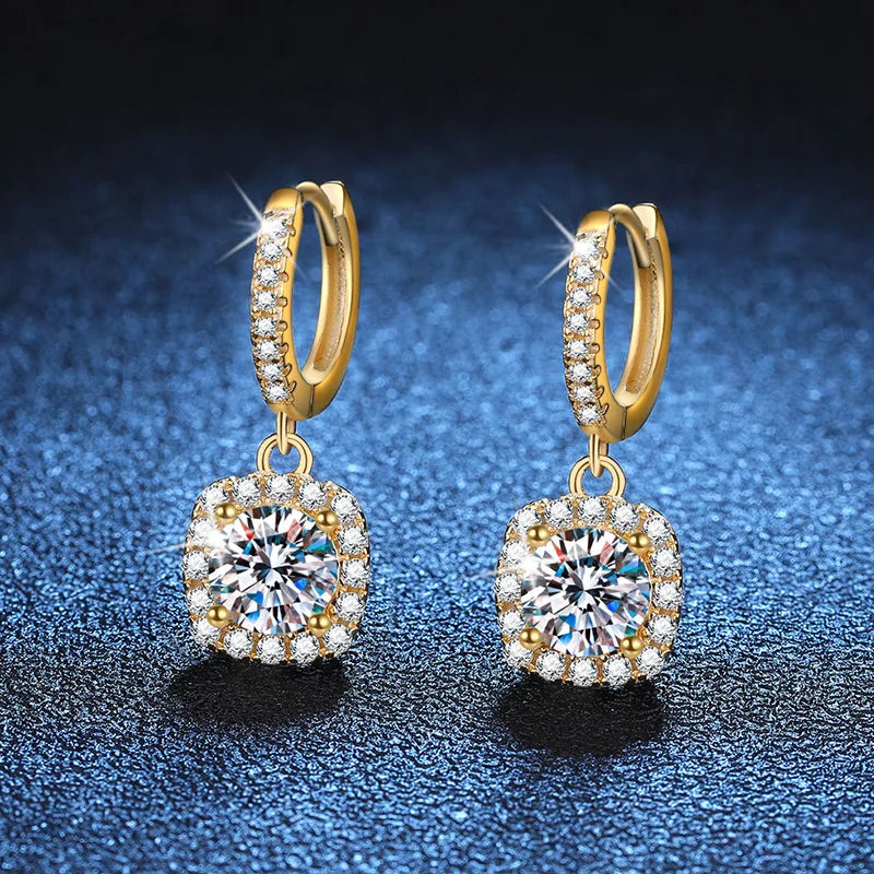 Aurelie™ 18K Gold 1CT Moissanite Square Studs