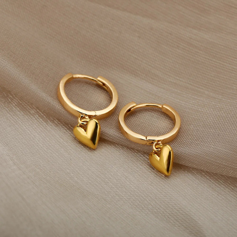 Aurelie™ Romantic Heart Earrings – Gold Finish Stainless Steel